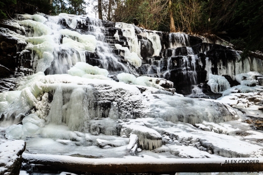 Moses Creek Falls frozen over